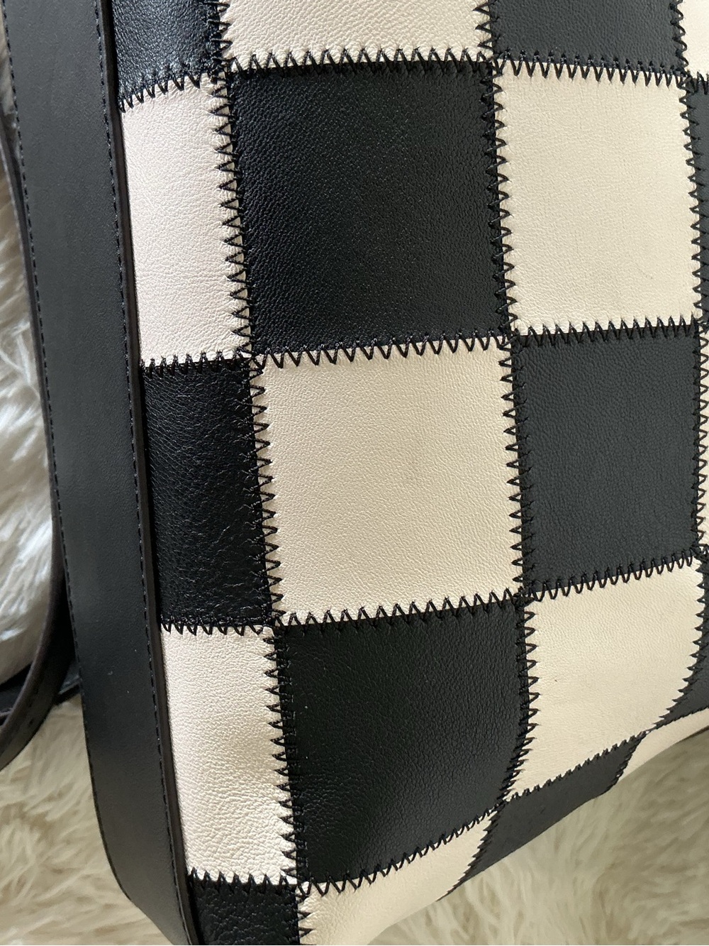 Coachtopia Checker Leather Shoulder Bag in Black and White - Picture 7 of 9